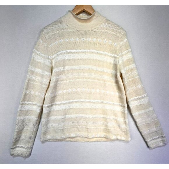 Christopher & Banks Womens Preppy Wool Blend Striped Sweater Size S Ivory Cream - Picture 1 of 13